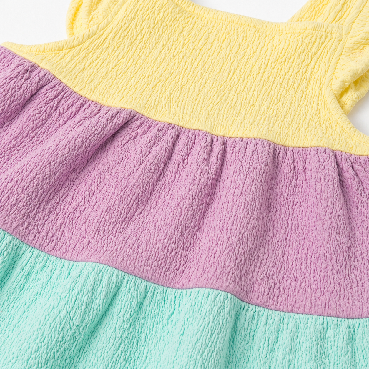 Pastel Colorblock Textured Baby Dress