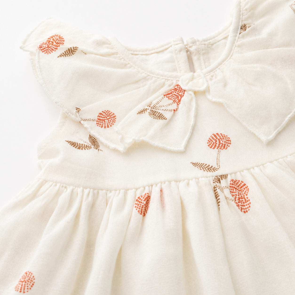 Cream Floral Flutter Baby Dress