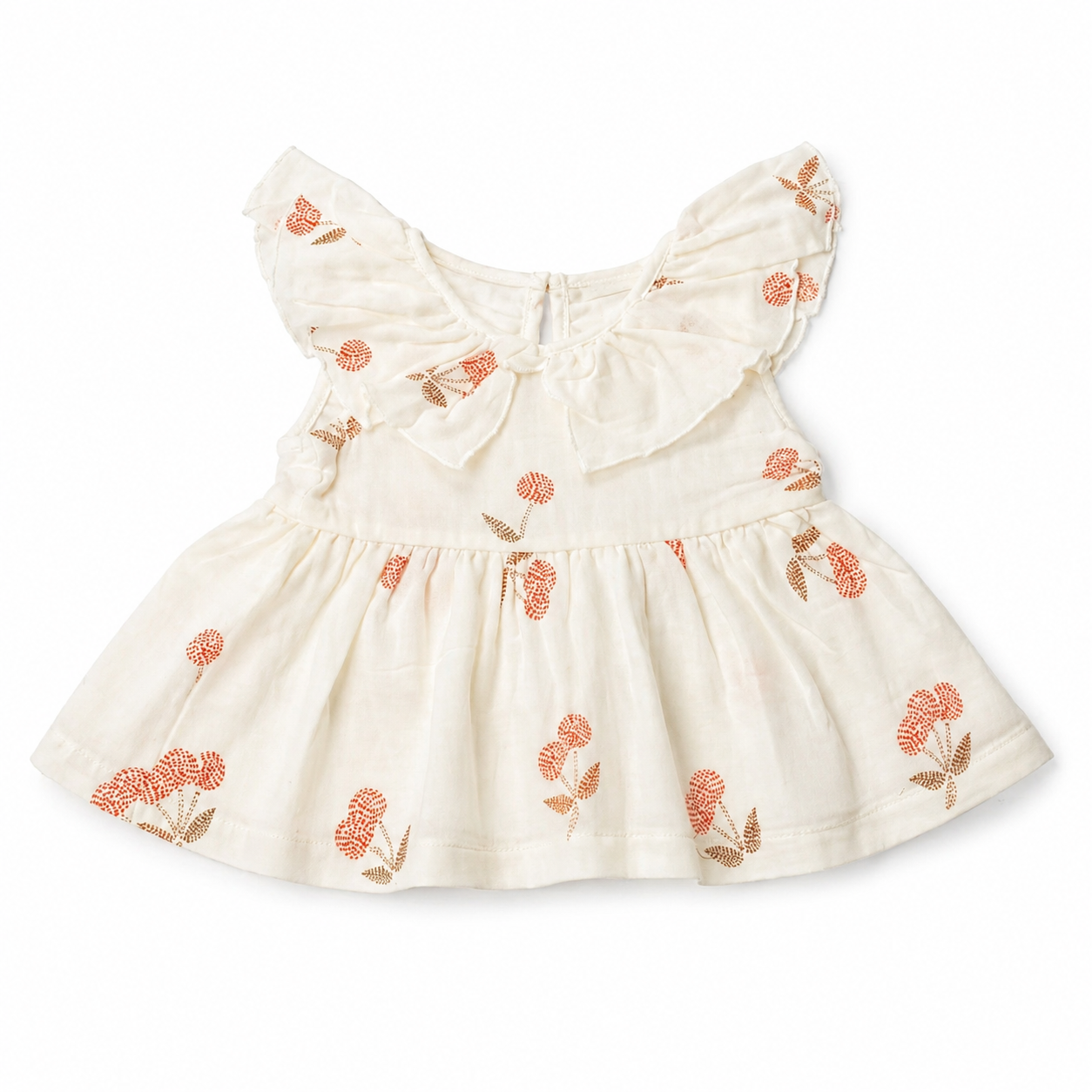 Cream Floral Flutter Baby Dress
