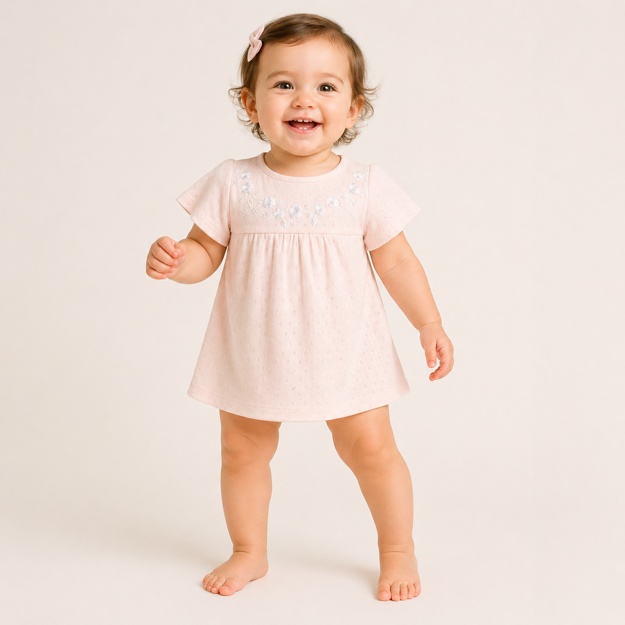 Blush Floral Embroidered Baby Top