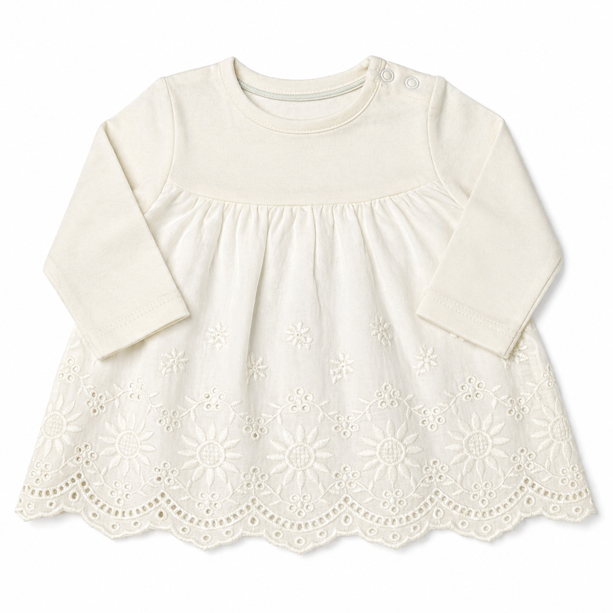 Ivory Eyelet Lace Long Sleeve Baby Top