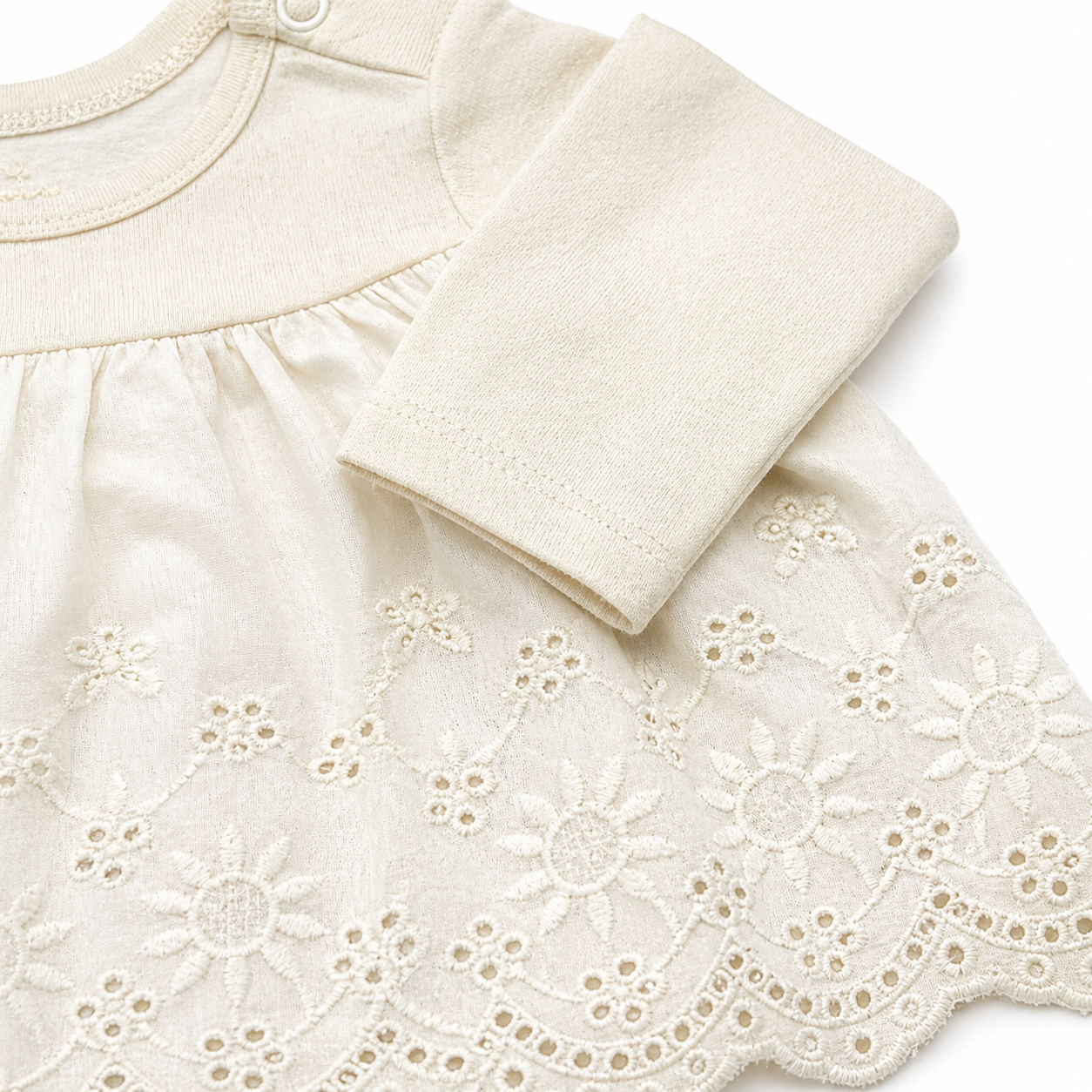 Ivory Eyelet Lace Long Sleeve Baby Top