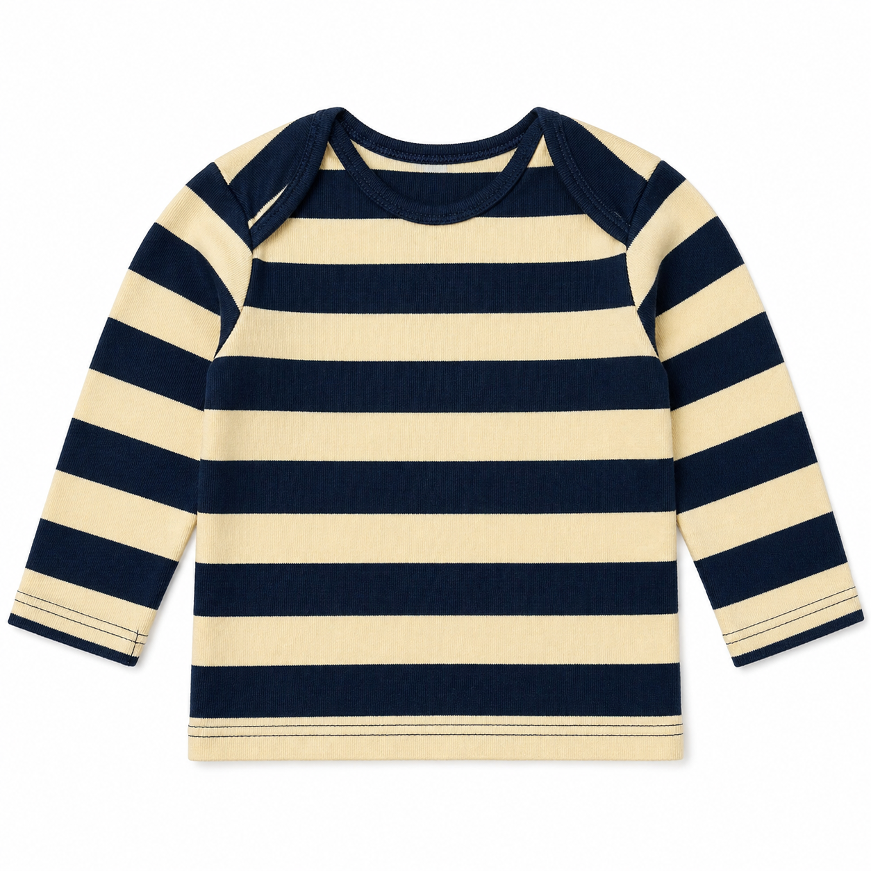 Navy Cream Striped Long Sleeve Baby Tee
