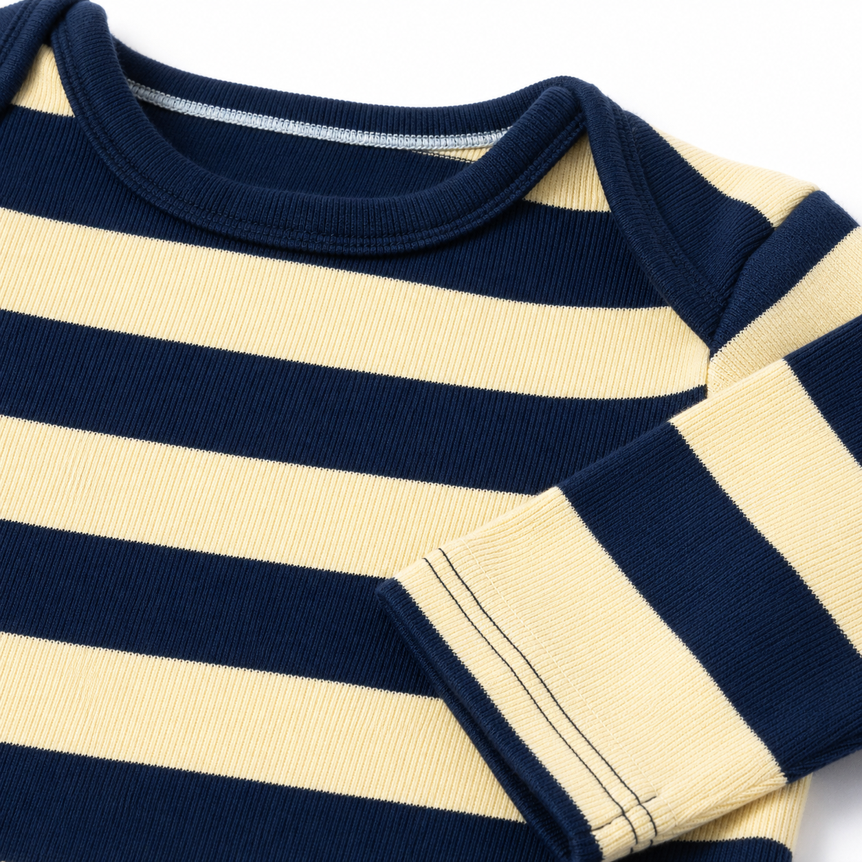 Navy Cream Striped Long Sleeve Baby Tee