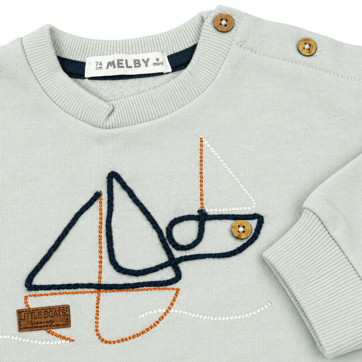 Sage Sailboat Embroidered Baby Sweatshirt