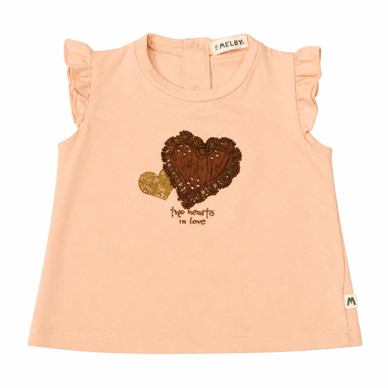Peach Heart Applique Frill Baby Top