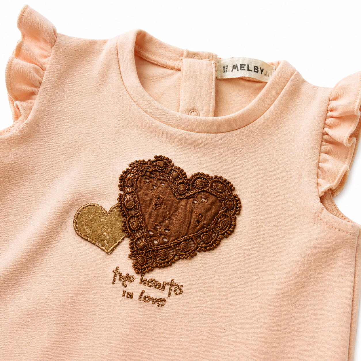 Peach Heart Applique Frill Baby Top
