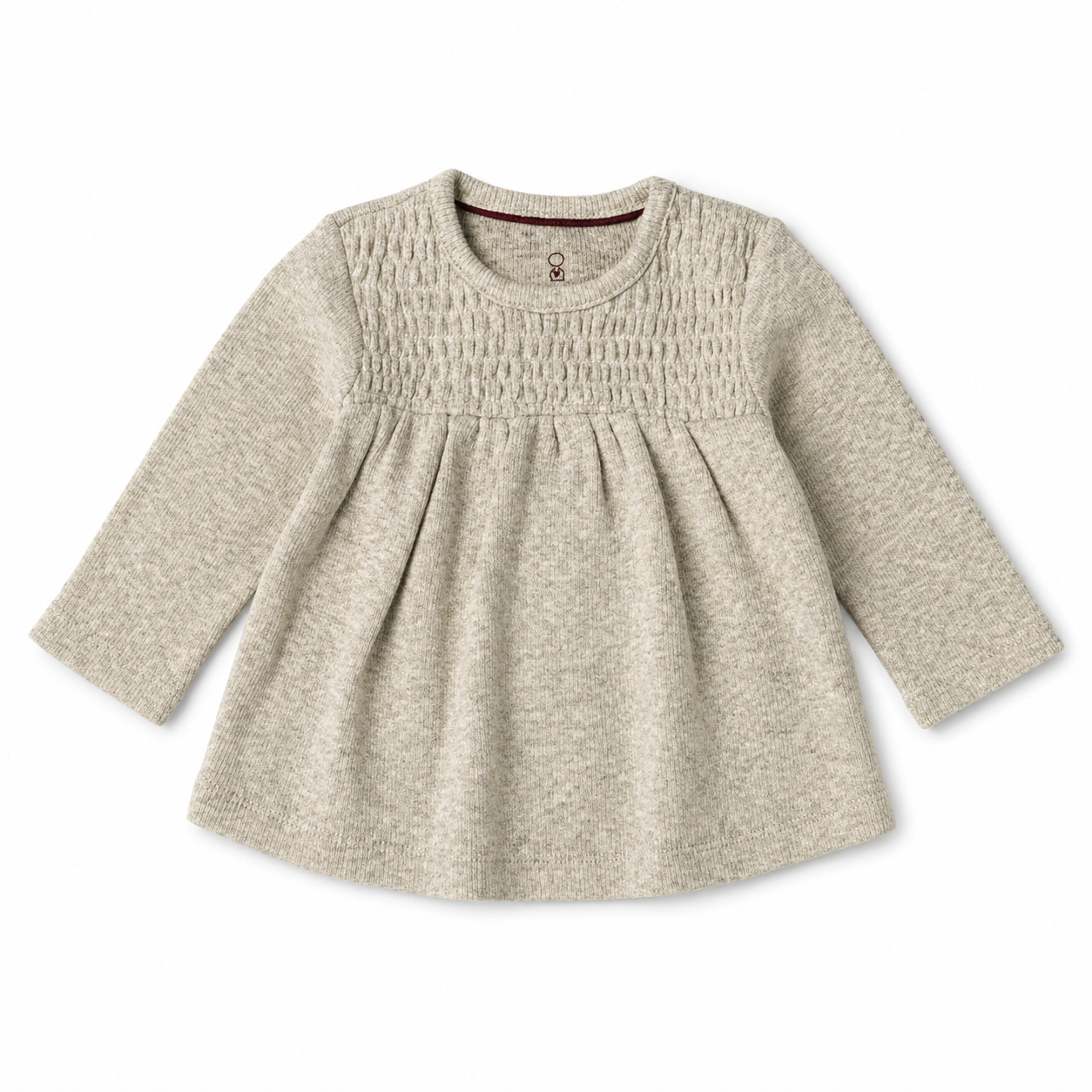 Oatmeal Smocked Knit Baby Dress