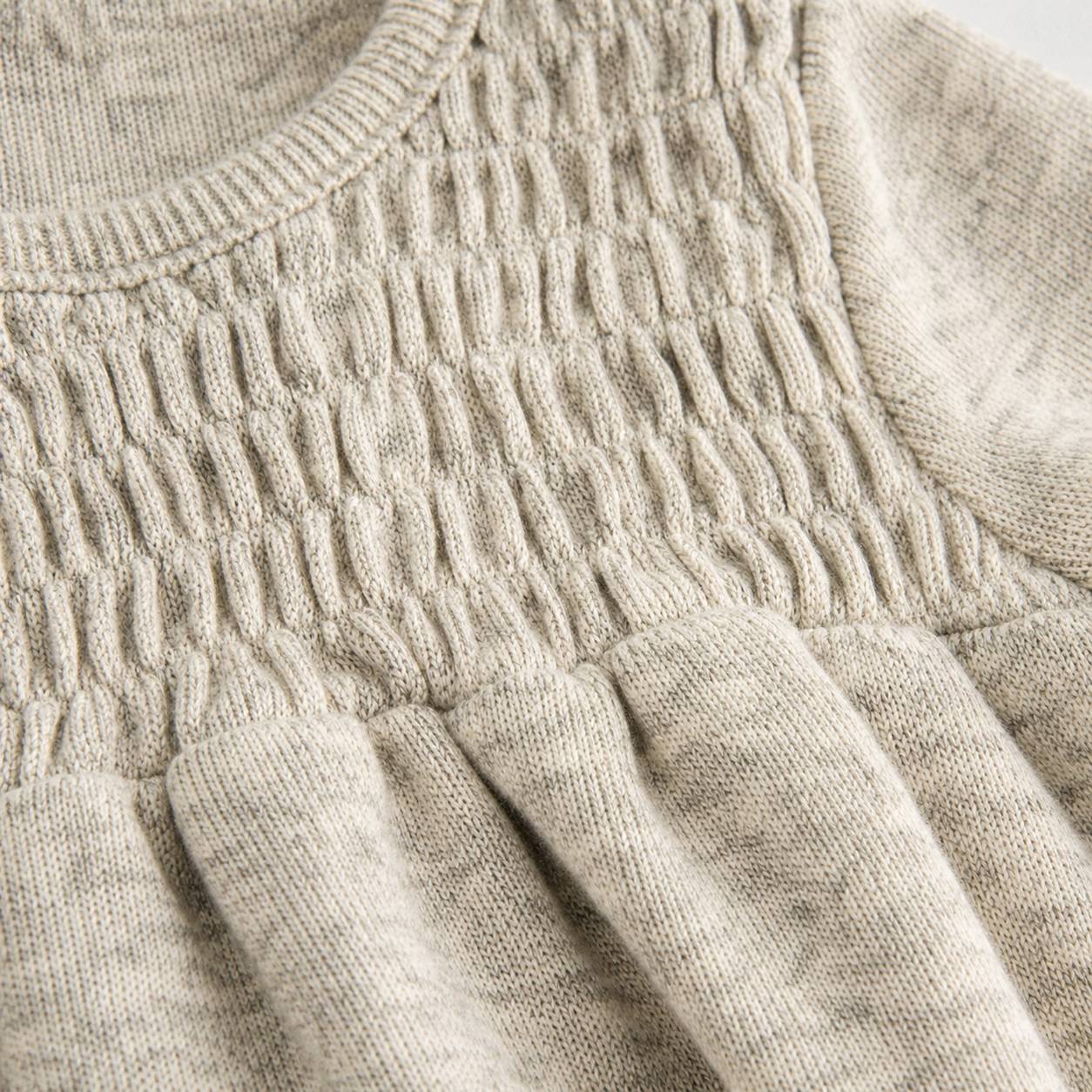 Oatmeal Smocked Knit Baby Dress
