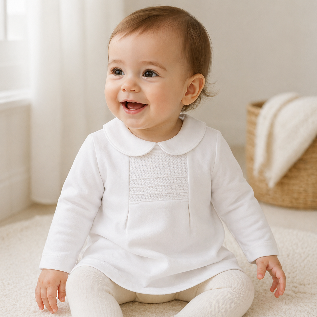 White Peter Pan Collar Baby Top