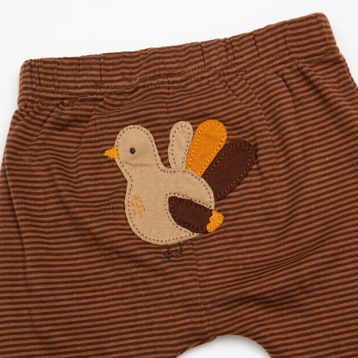 Brown Striped Turkey Applique Pants