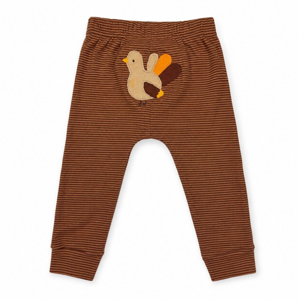 Brown Striped Turkey Applique Pants
