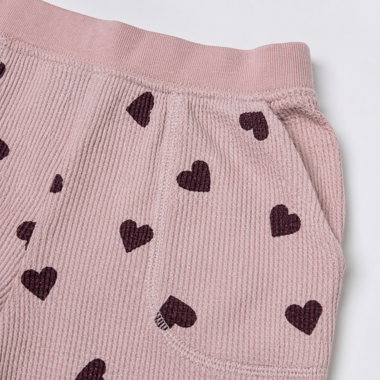 Pink Heart Print Waffle Joggers