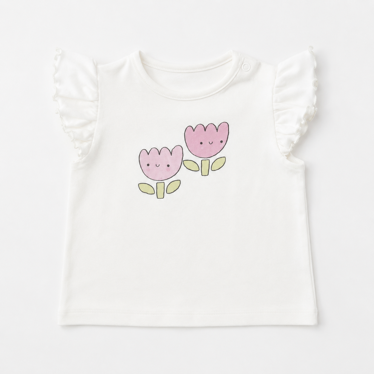 White Ruffle Flower Tee
