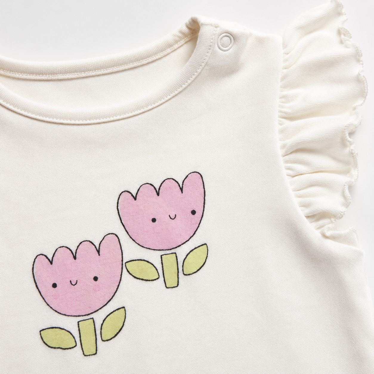 White Ruffle Flower Tee