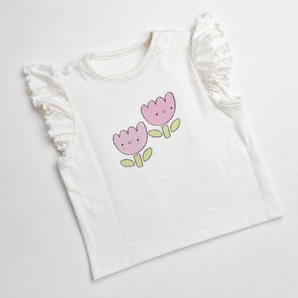 White Ruffle Flower Tee