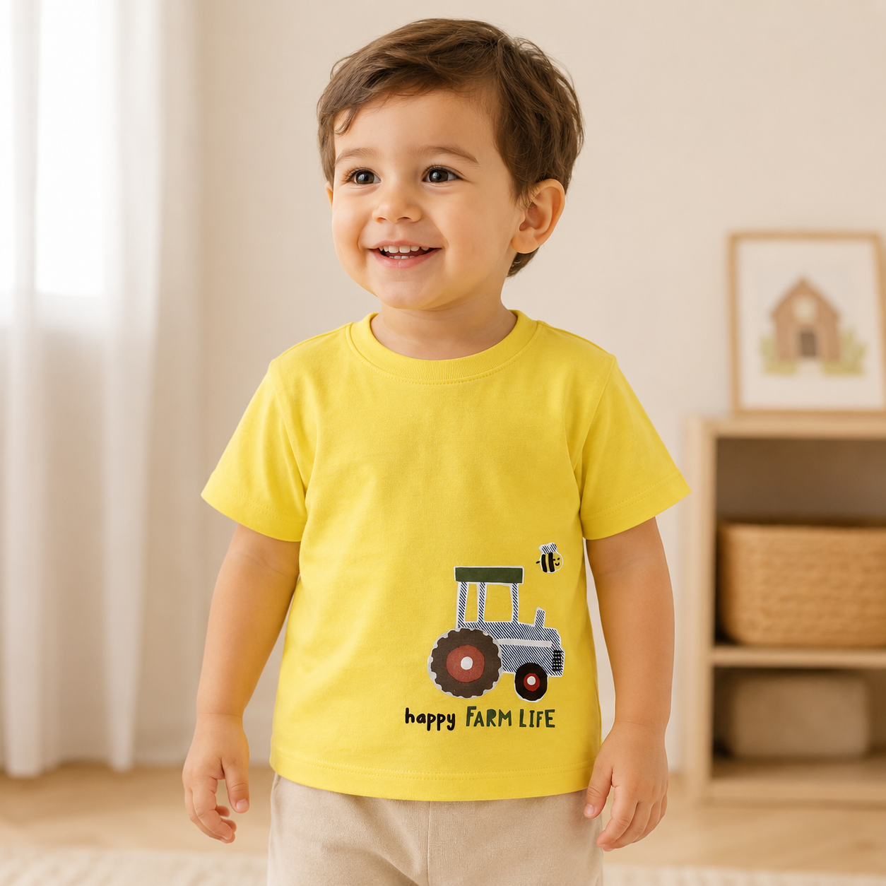 Yellow Happy Farm Life Tee