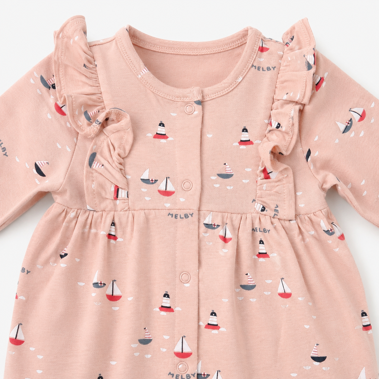 Peach Sailboat Footed Romper