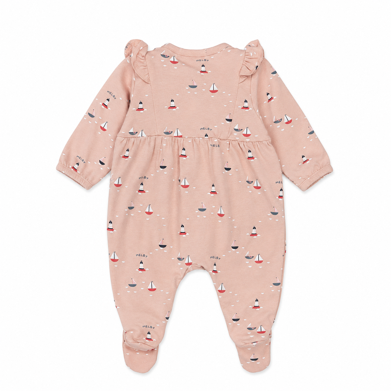 Peach Sailboat Footed Romper