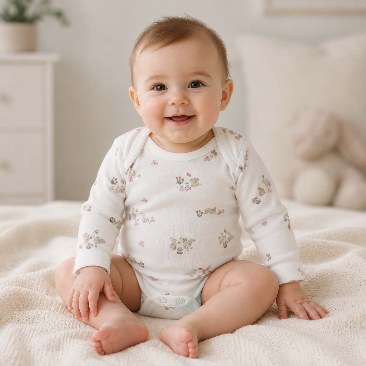 Bunny Floral Print Bodysuit