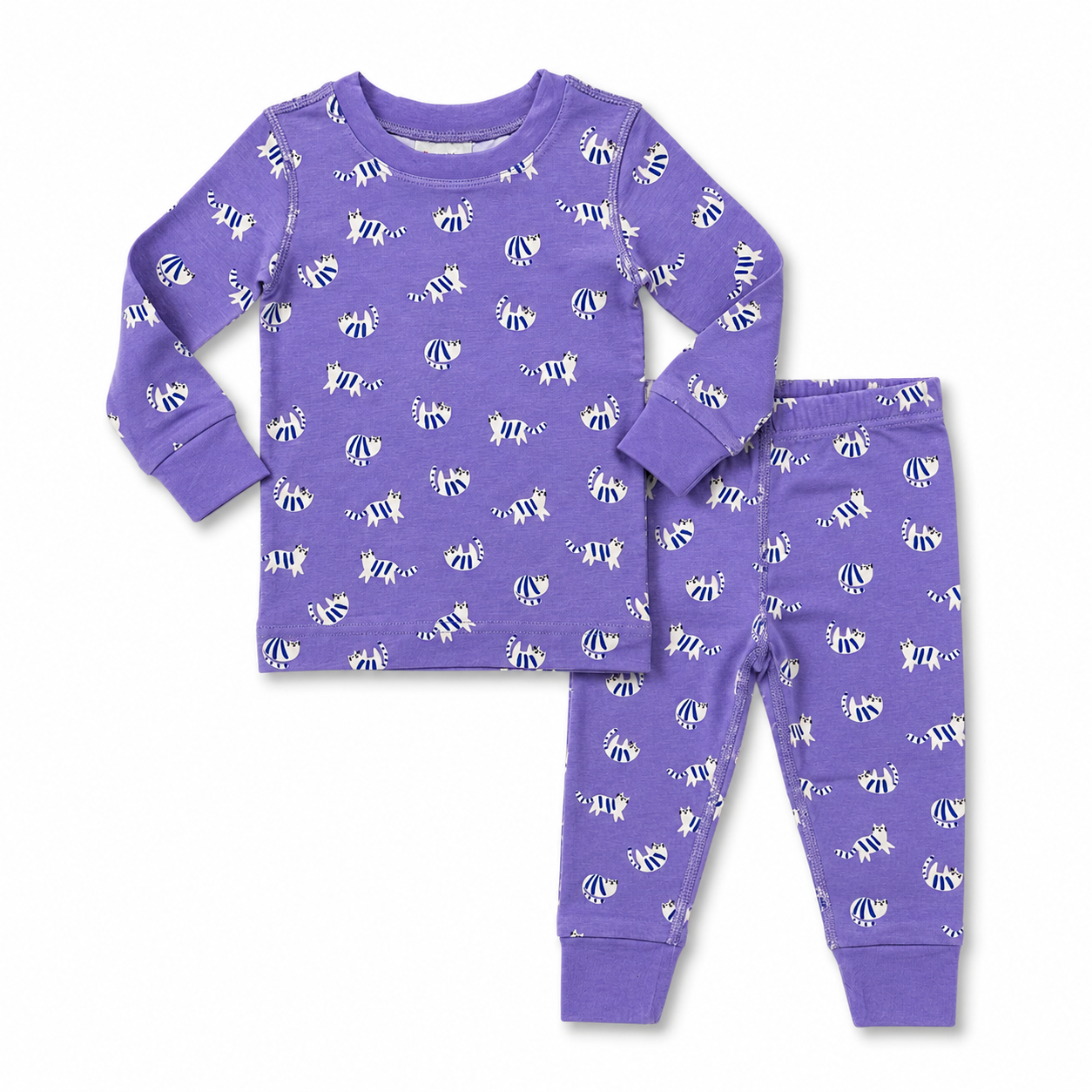 Purple Cat Print Top & Bottom Set