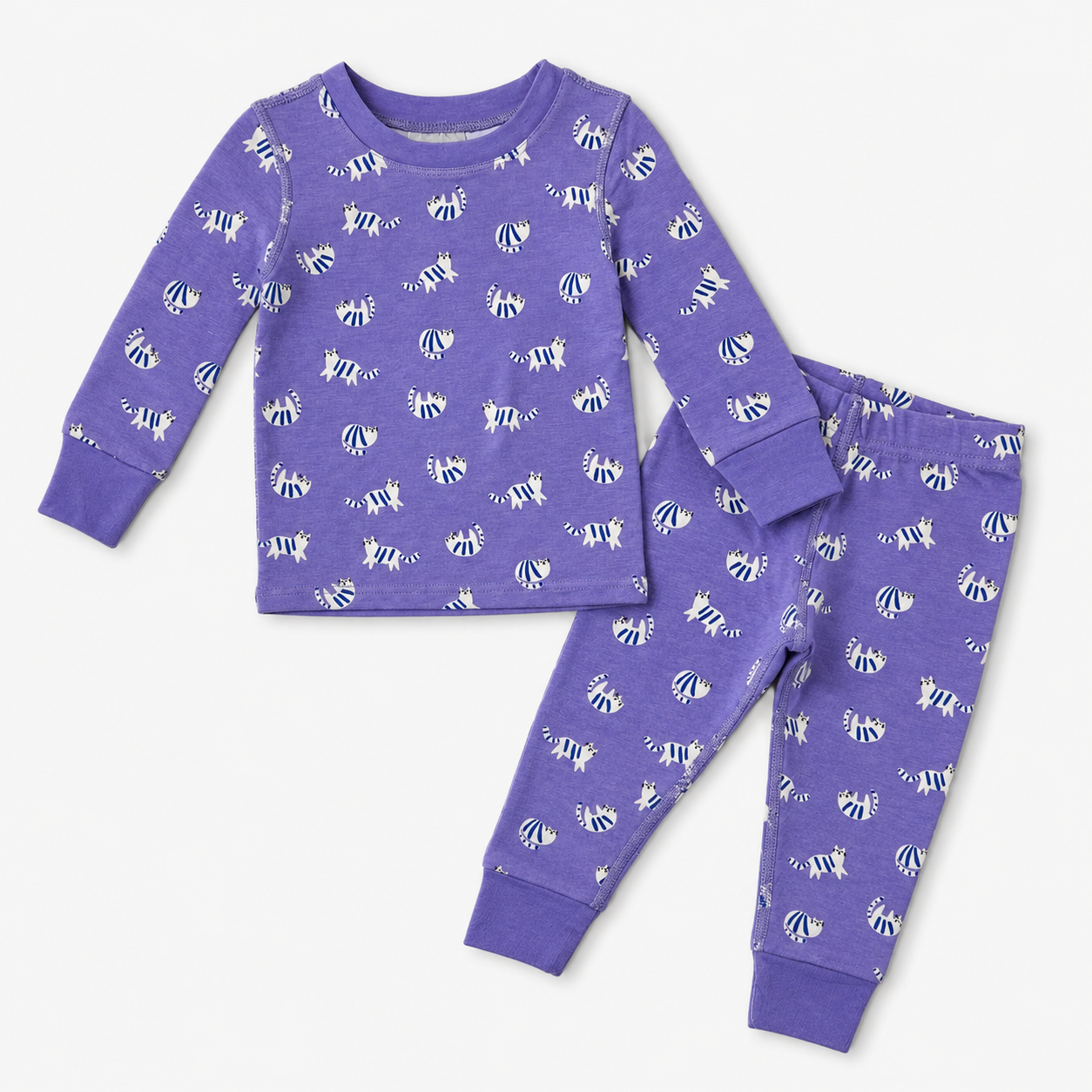 Purple Cat Print Top & Bottom Set