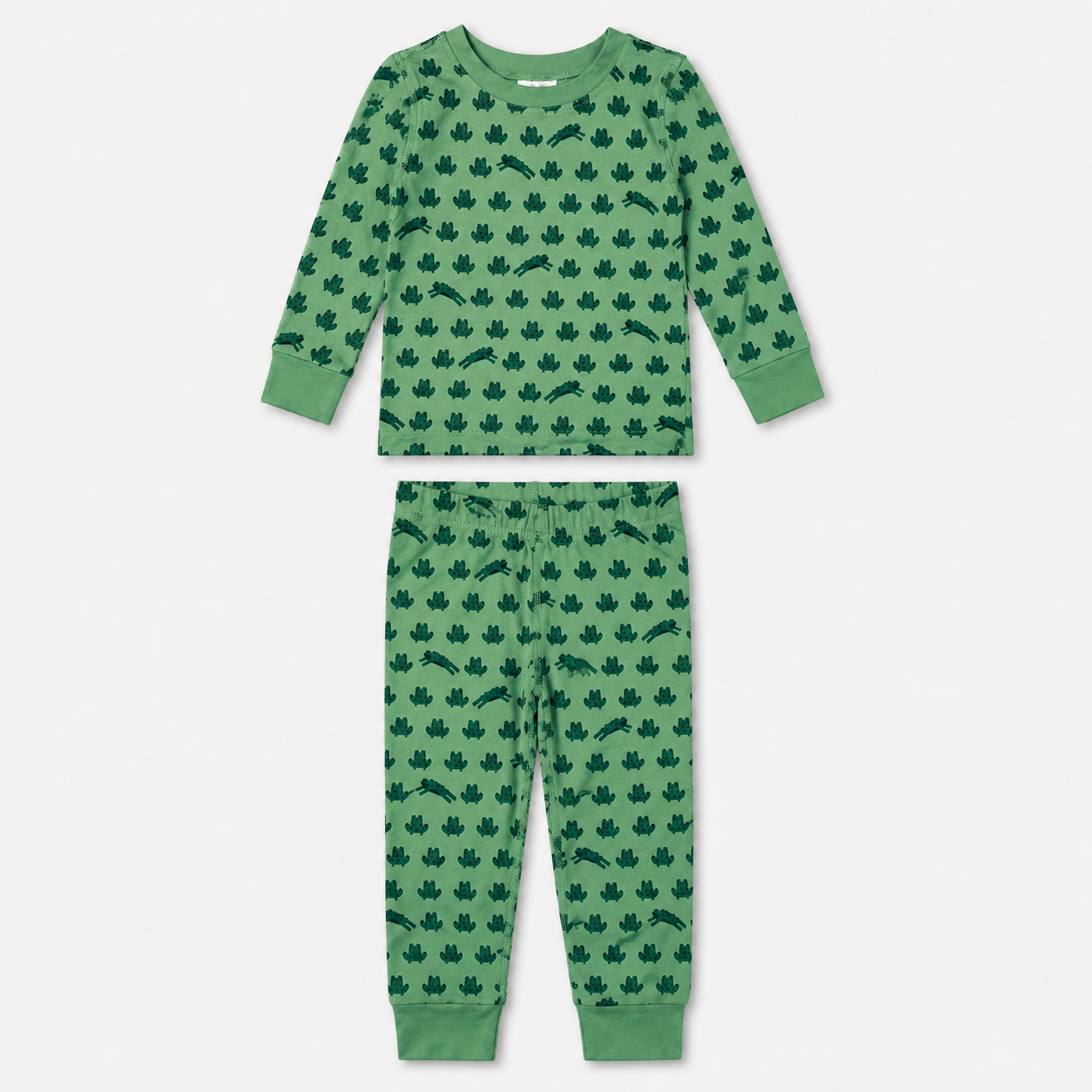 Green Frog Print Top & Bottom Set