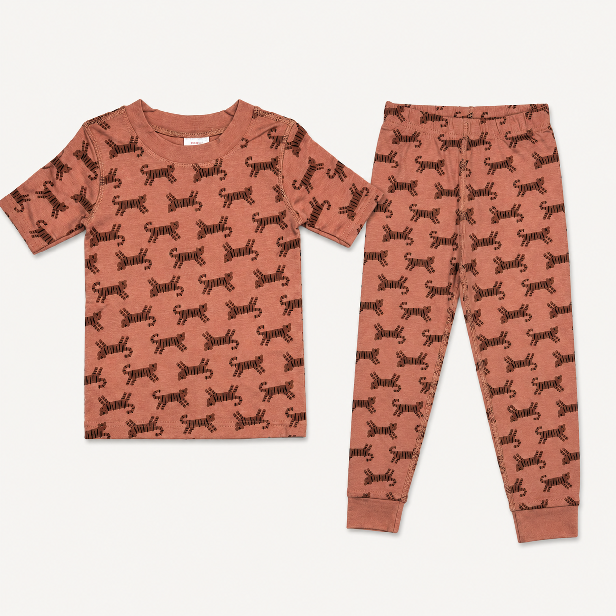 Salmon Tiger Print Top & Bottom Set