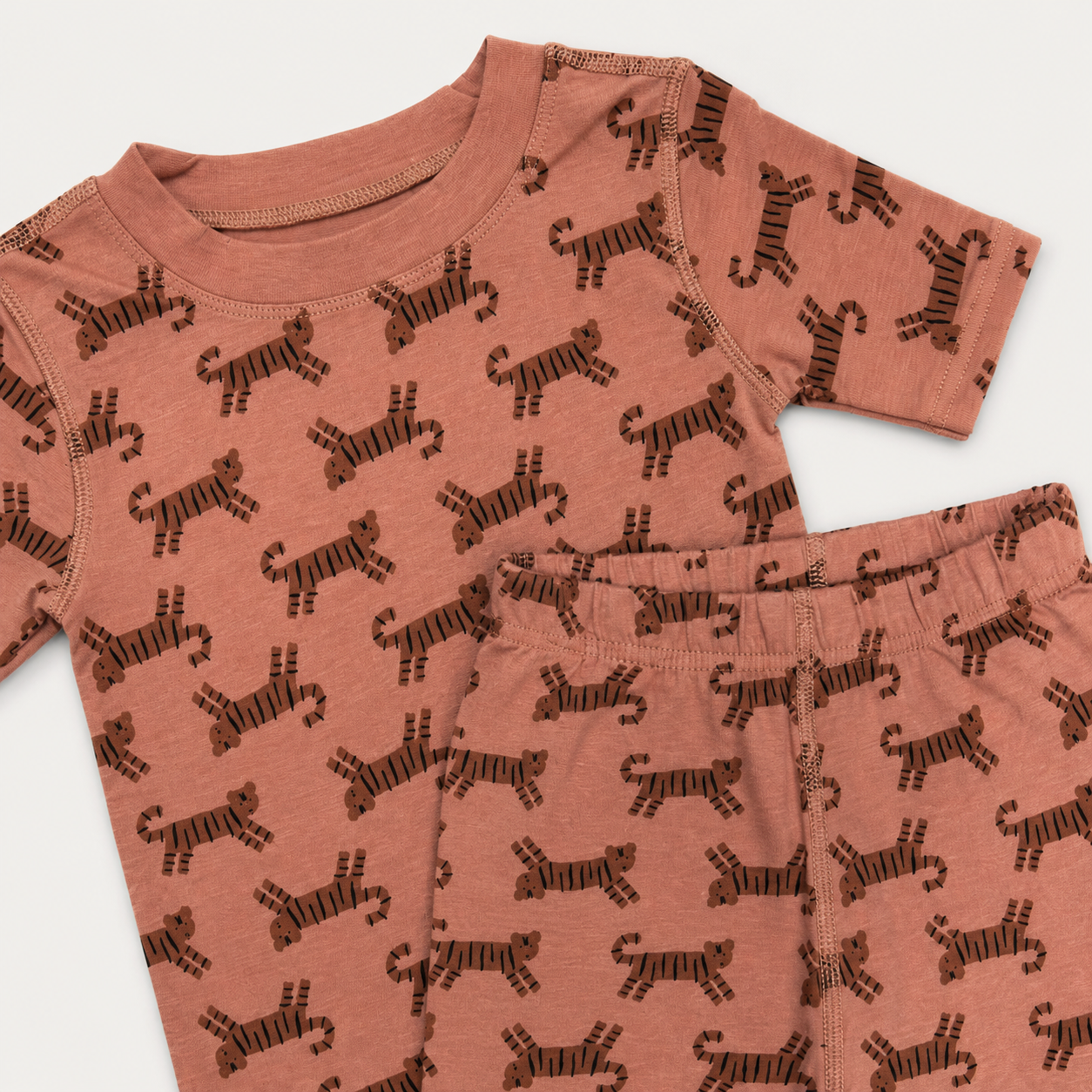 Salmon Tiger Print Top & Bottom Set