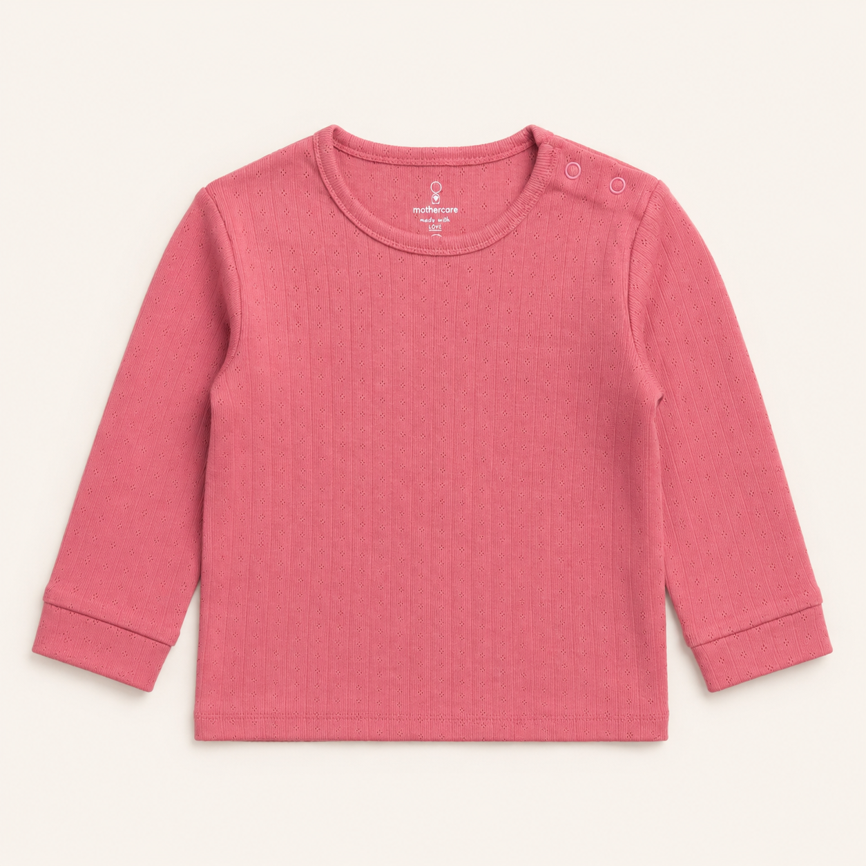 Coral Pointelle Long Sleeve Top