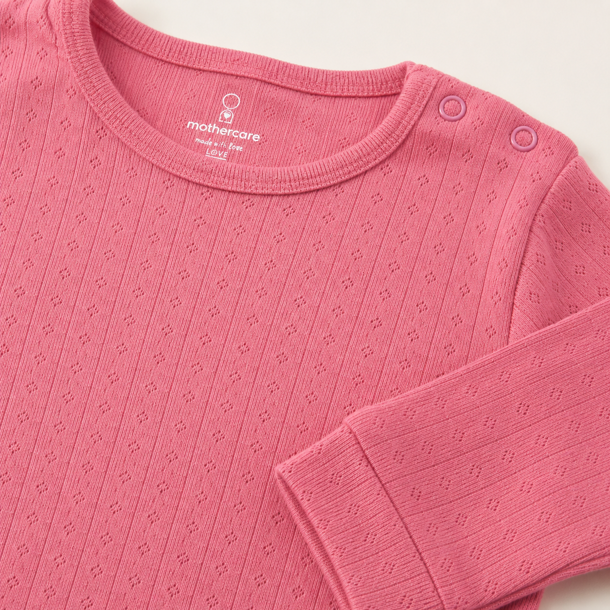 Coral Pointelle Long Sleeve Top