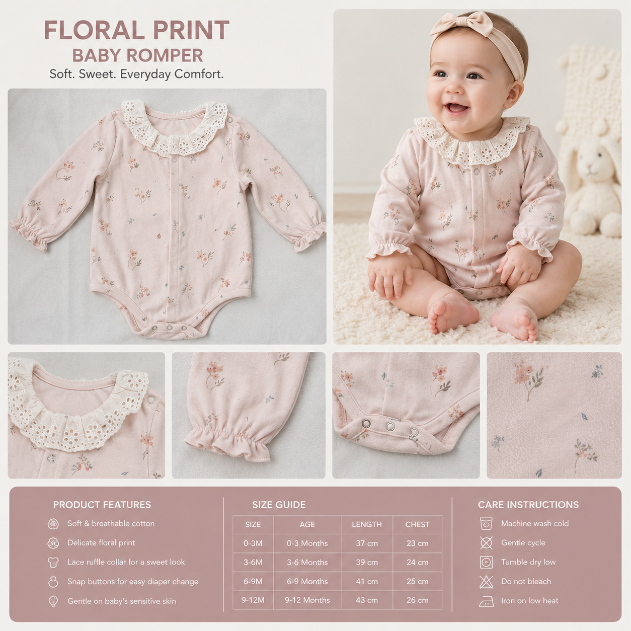 Blush Floral Lace Collar Romper