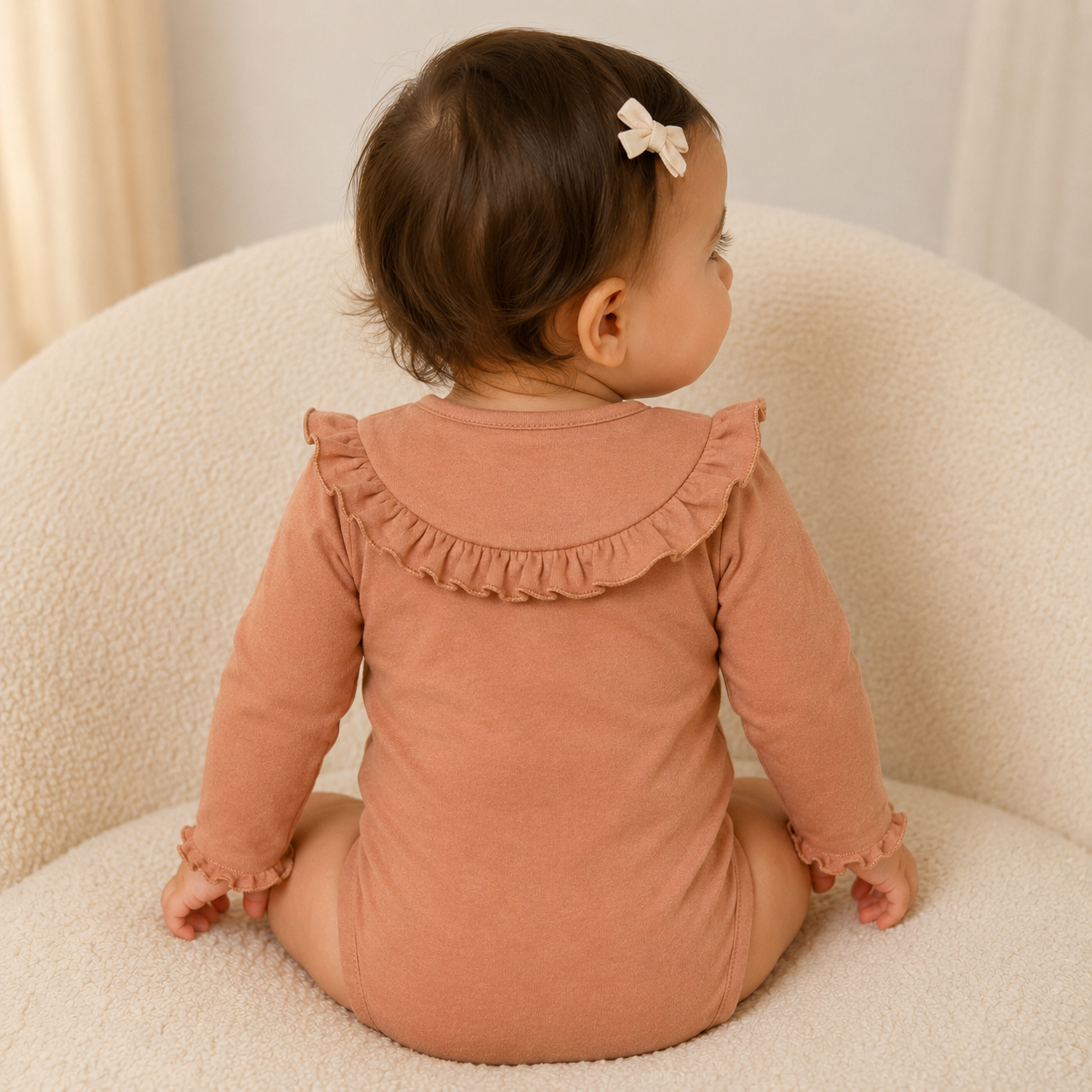 Brown Floral Ruffle Bodysuit