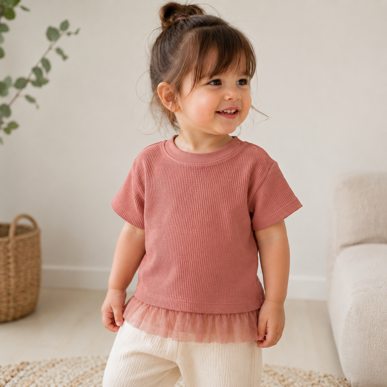 Mauve Tulle Hem Top