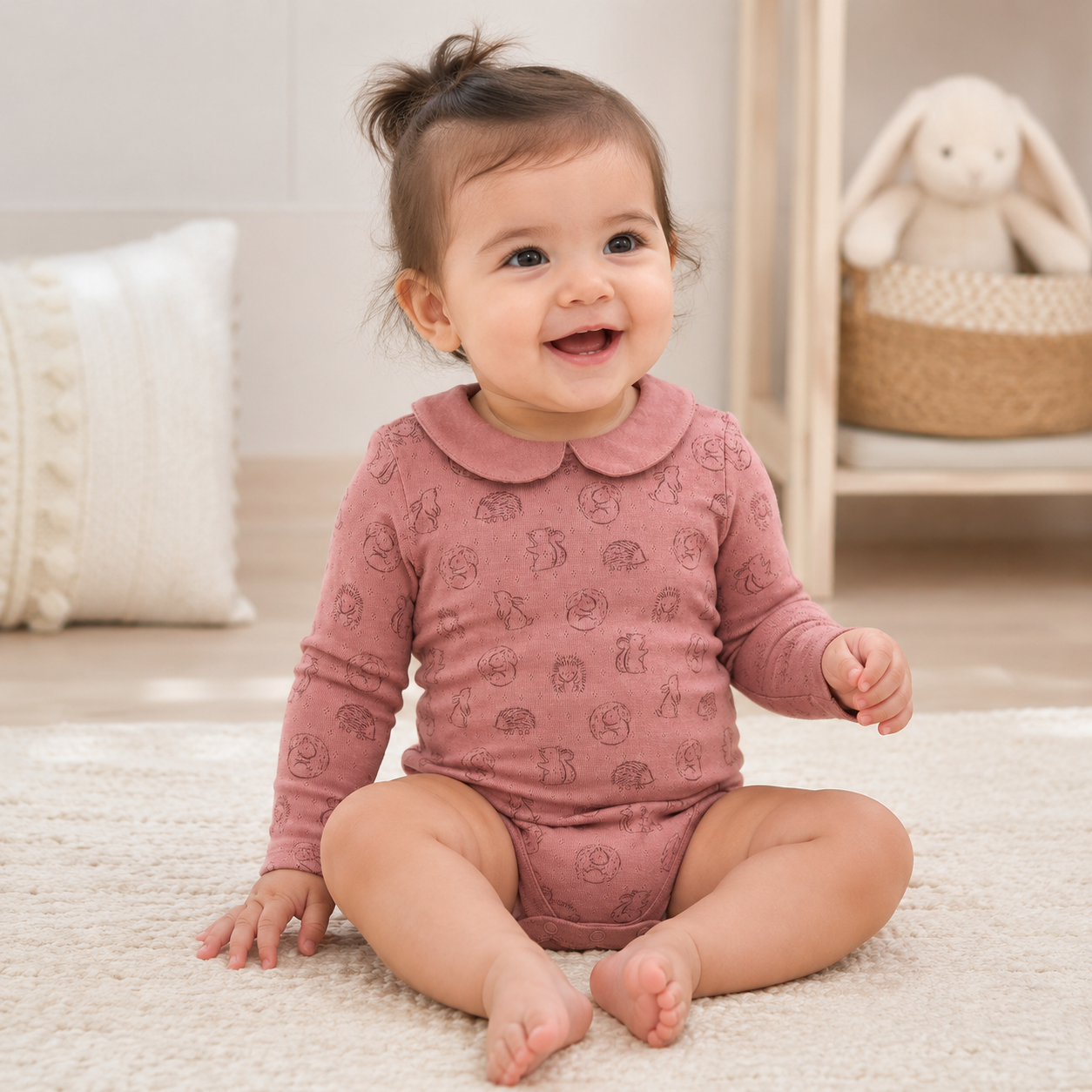 Pink Collared Woodland Bodysuit