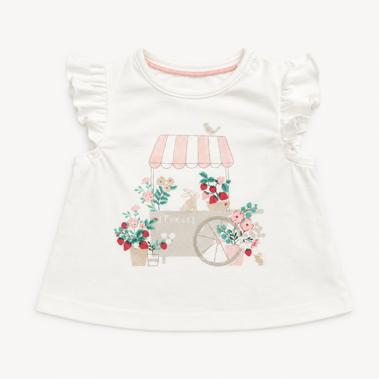 White Market Cart Ruffle Top