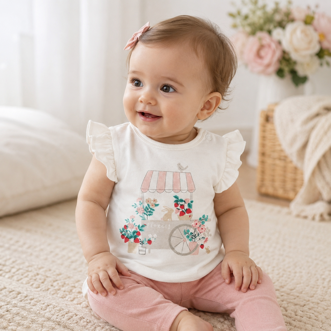 White Market Cart Ruffle Top