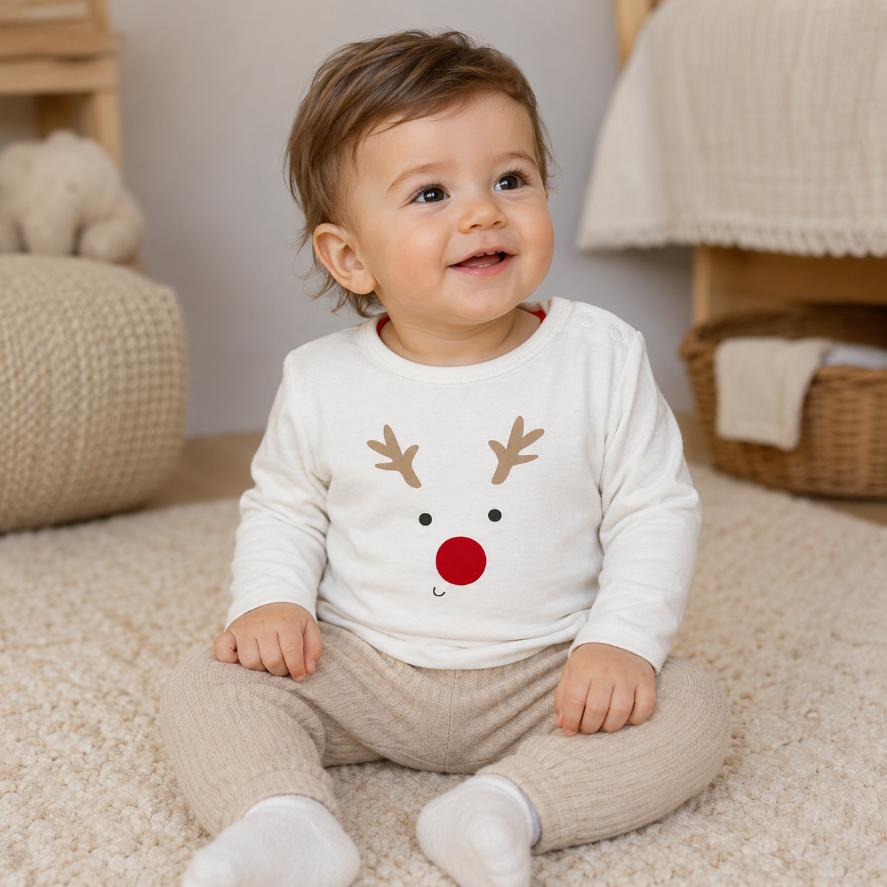 White Reindeer Face Tee