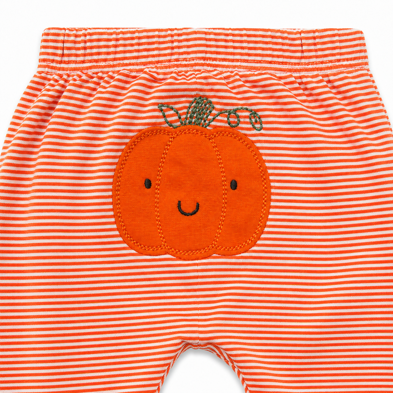 Orange Stripe Pumpkin Applique Pants