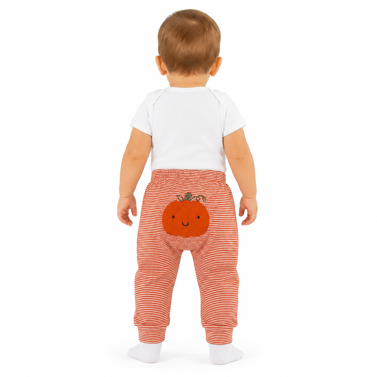 Orange Stripe Pumpkin Applique Pants