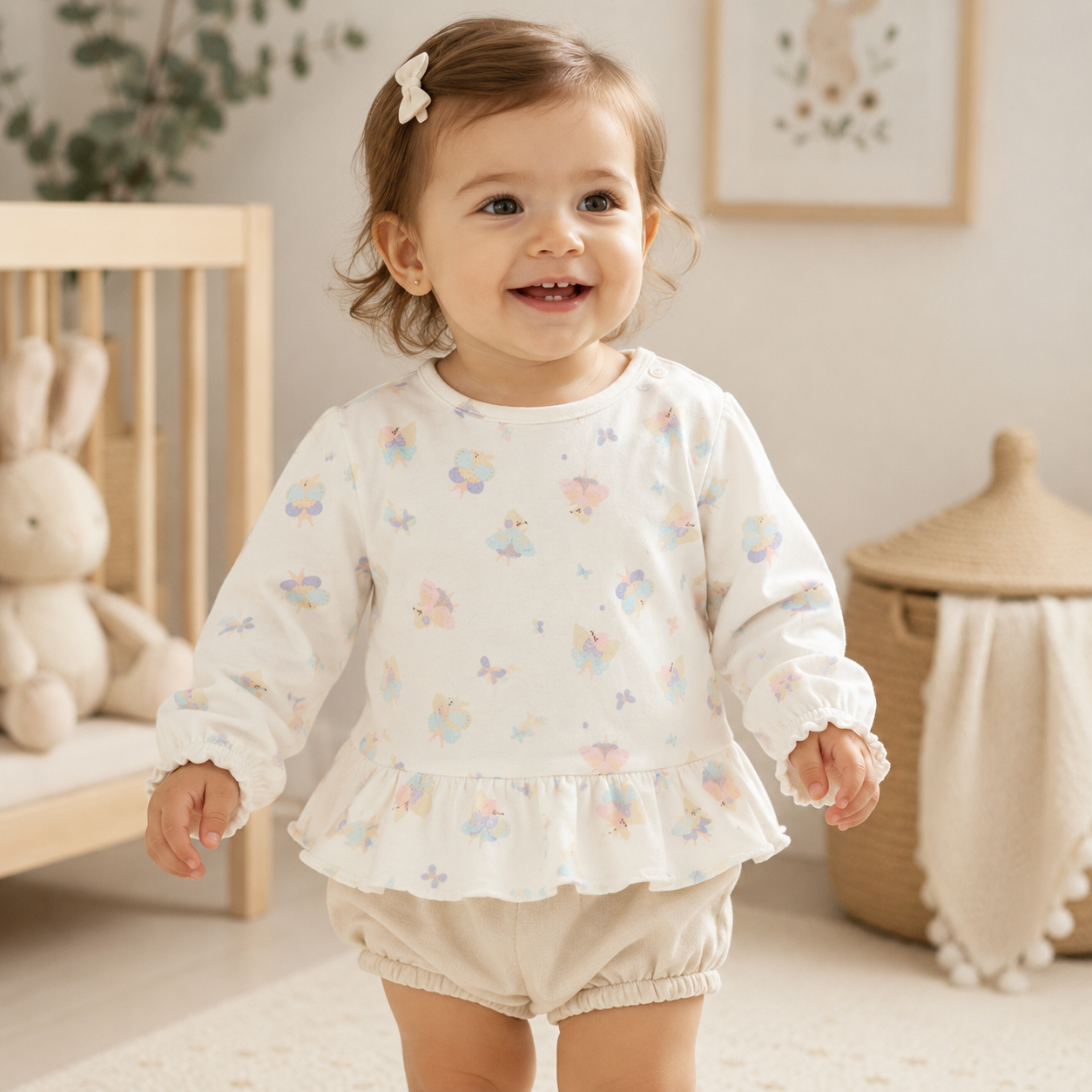 Pastel Butterfly Peplum Baby Top