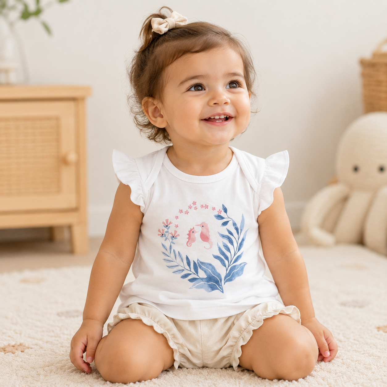 Seahorse Flutter Sleeve Baby Top