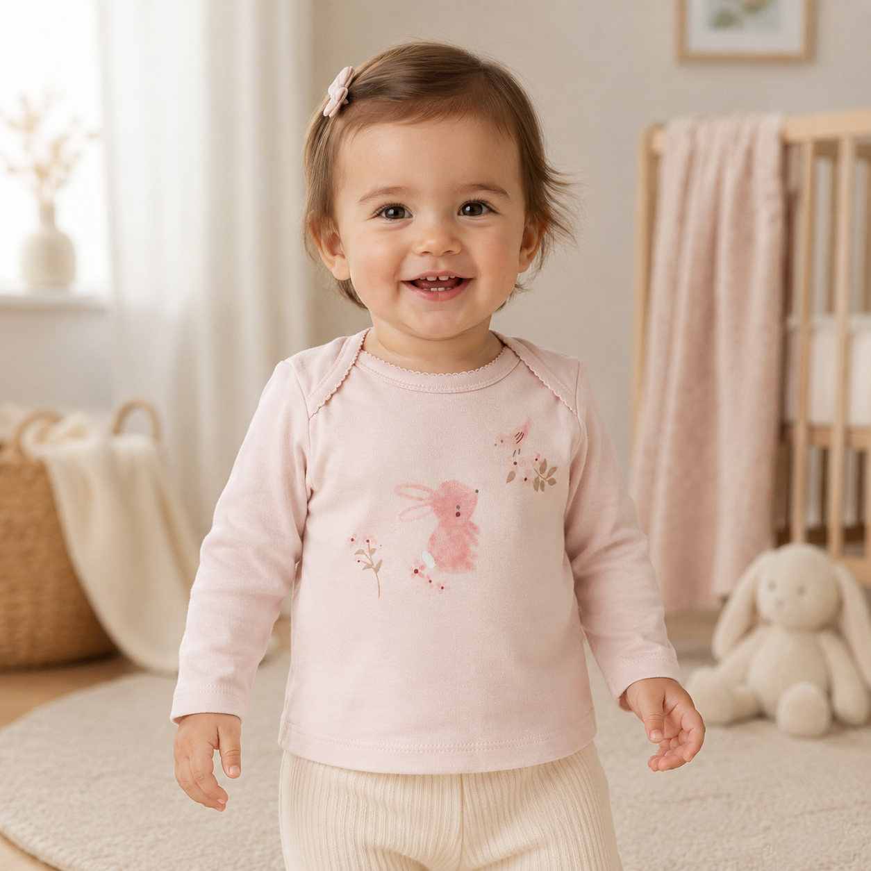 Blush Bunny Long Sleeve Baby Top