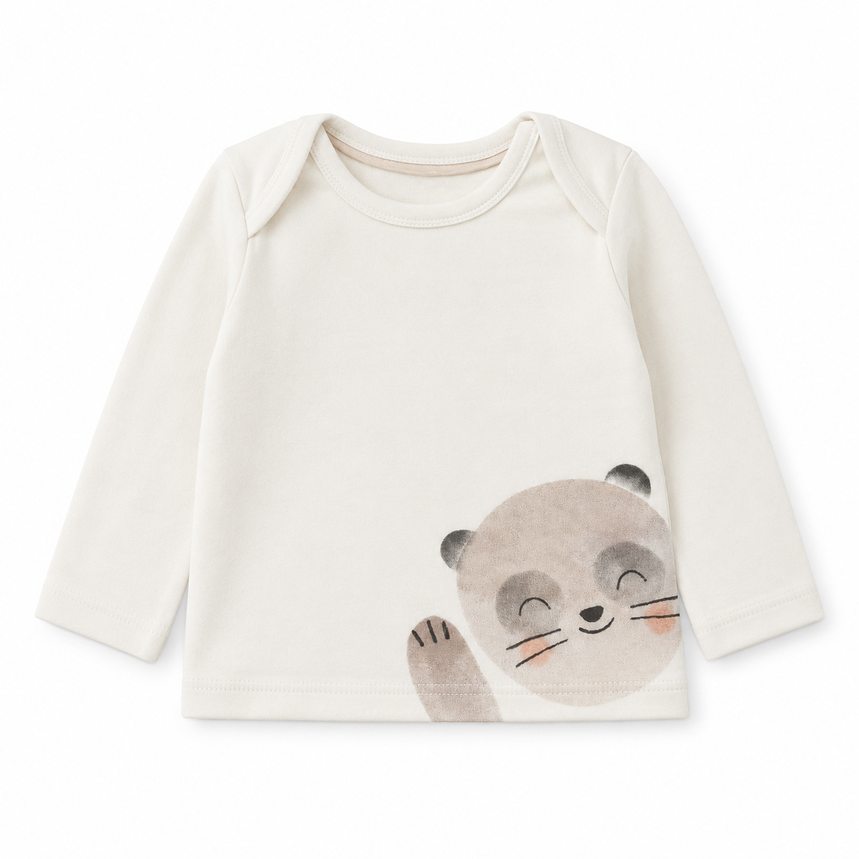 Cream Peeking Animal Long Sleeve Baby Top