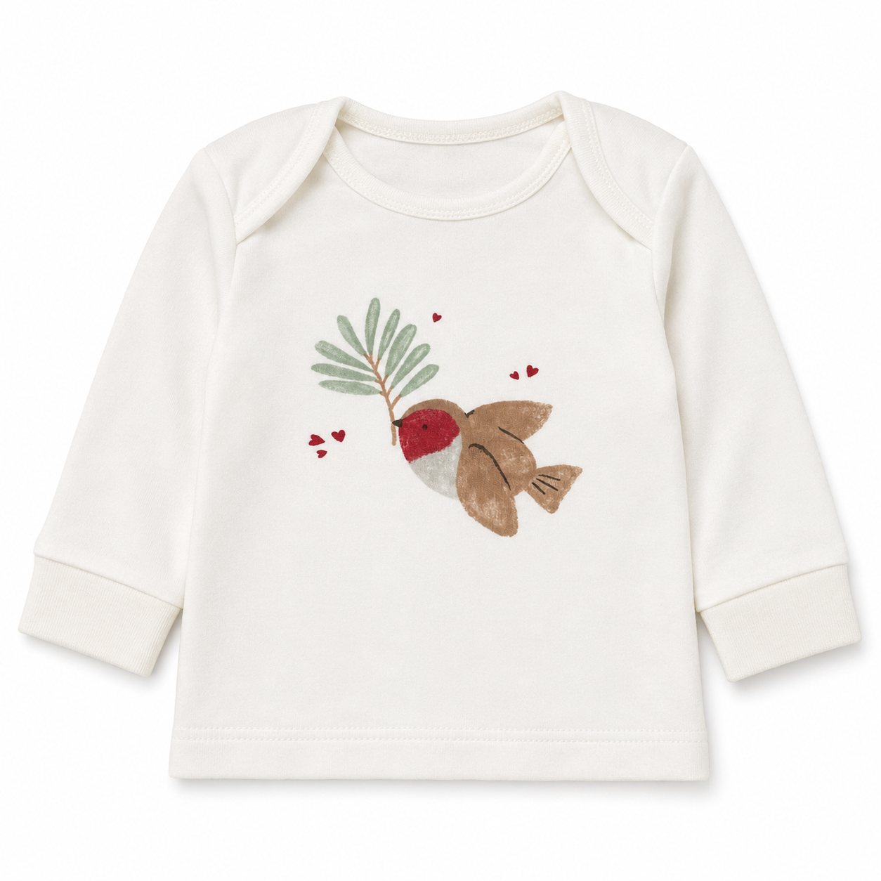 Ivory Bird Print Long Sleeve Baby Top