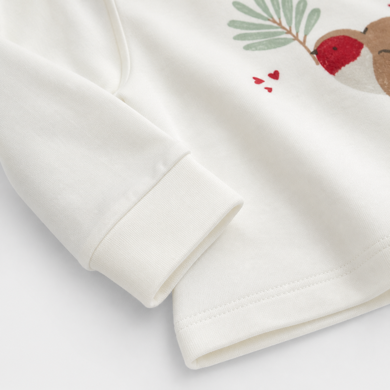 Ivory Bird Print Long Sleeve Baby Top