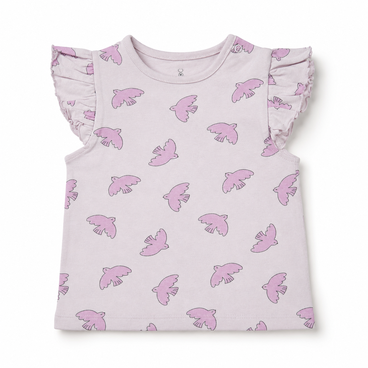 Pink Bird Flutter Sleeve Baby Top