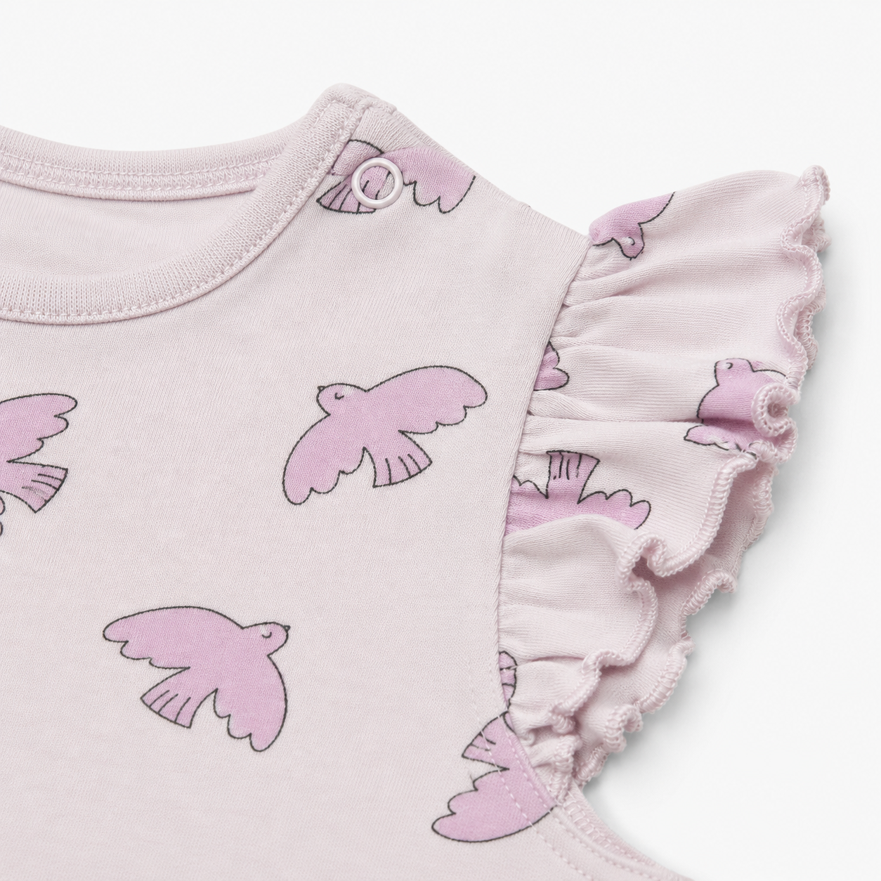 Pink Bird Flutter Sleeve Baby Top