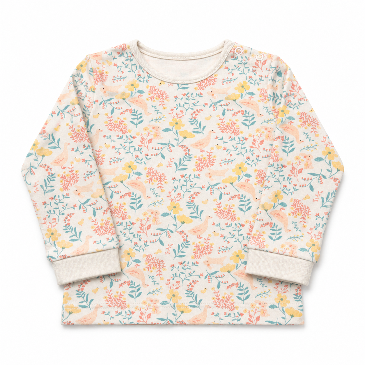 Pastel Floral Bird Long Sleeve Baby Top