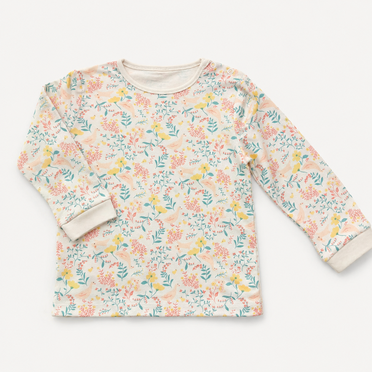 Pastel Floral Bird Long Sleeve Baby Top